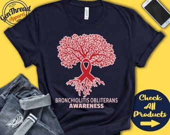 Bronchiolitis Obliterans Shirt | Bronchiolitis Obliterans Awareness | Tree Of Life | Red Ribbon | Fighter | Warrior  | Tank Hoodie | A2709