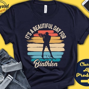 Biathlon Shirt | Beautiful Day For Biathlon | Biathlete Gift | Cross Country Skiing | Rifle Shooting | Mixed Sports | Tank Hoodie | A1769