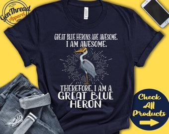 Great Blue Heron Shirt | Blue Heron Lover | Gift | Zoo | Ornithology | Ornithologist | Funny Cool Awesome Animal | Tank Hoodie | A3049