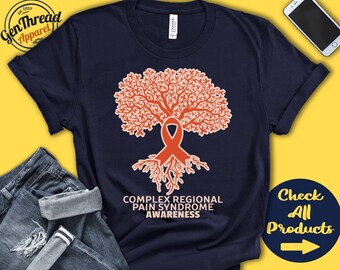 Complex Regional Pain Syndrome Shirt | CRPS Awareness | Tree Of Life | Orange Ribbon | Fighter | Warrior | Surgery  | Tank Hoodie | A2918