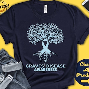 Graves Disease Shirt | Graves Disease Awareness | Tree Of Life | Light Blue Ribbon | Fighter | Warrior | Surgery | Tank Hoodie | A2788
