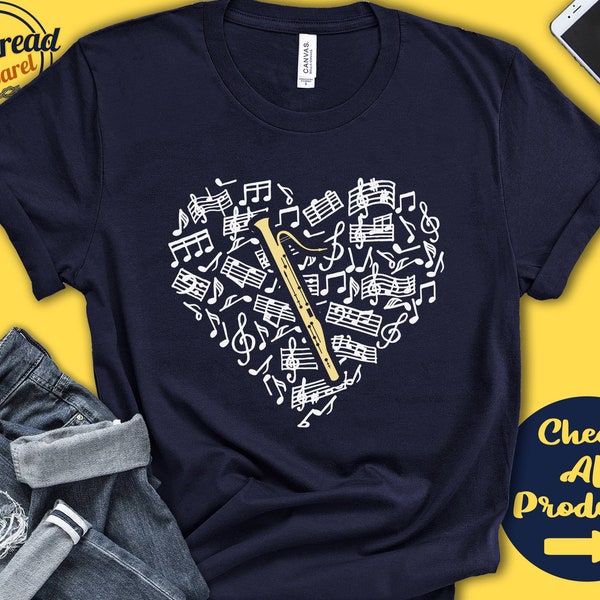 Bassoon Player Shirt | Bassoon Gift | Bassoonist | Tee | Wind | Musician | Music Lover Heart | Instrument | Tank Hoodie | A2579