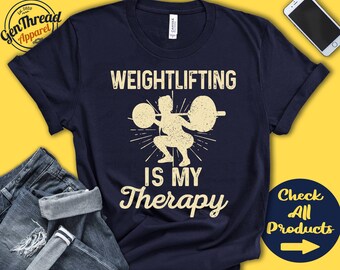 Gewichtheber Shirt | Gewichtheben ist meine Therapie | Geschenk | Gewichtheben | Fitness | Langhantel | Frauen | Mädchen | Sport | Tank Hoodie | A2172
