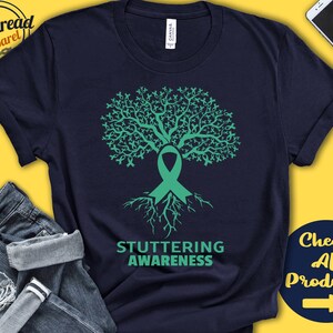 Stuttering Shirt | Stuttering Awareness | Tree Of Life | Sea Green Ribbon | Fighter | Warrior | Surgery | Recovery  | Tank Hoodie | A2965