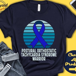 Postural Orthostatic Tachycardia Syndrome Shirt | POTS Awareness | Blue Ribbon | Warrior | Fighter | Surgery | Recovery Tank Hoodie | A1200