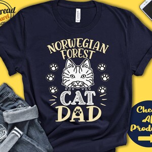 Papa chat des forêts norvégiennes | T-shirt de chat norvégien | Cadeau | Papa | Amant | Nouveau parent de chat | Propriétaire | Nom de l&#39;animal | Race | T-shirt à capuche débardeur | A3632