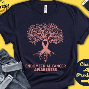 Uteruskrebs Shirt | Bewusstsein für Uteruskrebs | Lebensbaum | Pfirsich Band | Kämpfer | Kriegerin | Eingriff | Tank Hoodie | A2961