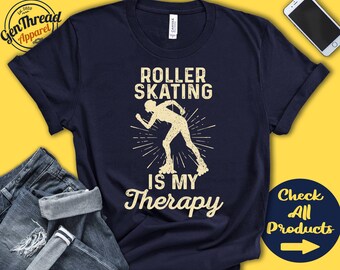 Rolschaatsshirt | Rolschaatsen is mijn therapie | Rolschaatscadeau | Outfit | T-shirt | Meisje | Dames | Schaatssporten | Tanktop met capuchon | A2151