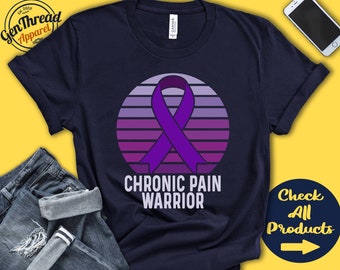 Chronic Pain Shirt | Chronic Pain Awareness | Purple Ribbon | Warrior | Fighter | Surgery | Recovery | Tank Hoodie | A1286