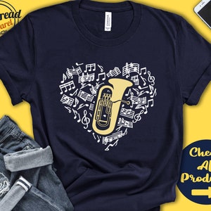 Baritone Tuba Player Shirt | Tuba Gift | Tubaist | Orchestra | Marching Band | Musician | Music Lover Heart | Tank Hoodie | A2611