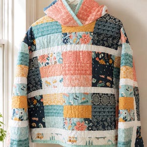 OOAK Handmade Patchwork Quilted Hoodie Jacket for Women | One of a Kind Cottagecore Hoodie | Floral Quilted Coat | Handmade Boho Jacket