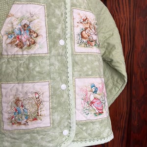 OOAK Handmade Peter Rabbit Patchwork Quilted Jacket | Kids Size 2 | Beatrix Potter Cotton Coat