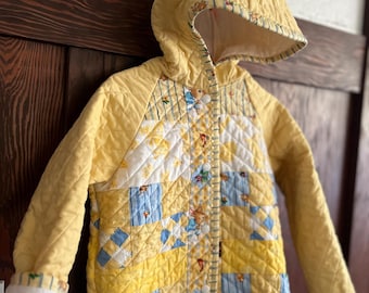 Chaqueta única de Peter Rabbit, de tela vintage, acolchada con retazos, talla 3