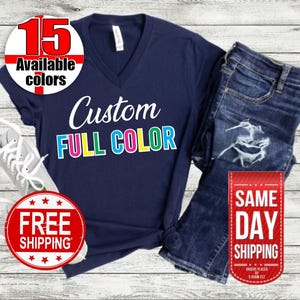 Custom V-Neck - Custom Shirt - Personalized Shirt - Custom V-Neck T-Shirts - Custom Logo V-Neck - Personalized V-Neck - Custom V-Neck Shirt
