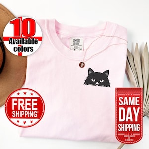 Cat Shirt - Cat Shirts Teen - Cat Shirt Grumpy - Cute Cat Shirt - Black Cat Shirt - Peeking Cat Shirt - Cat Lovers Gift - Cat Mom Shirt