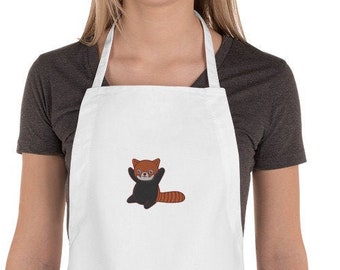 Red Panda - Embroidered Apron - Kawaii Apron - Embroidered Red Panda - Gift for Cook - Gift for Her - Gift for Him