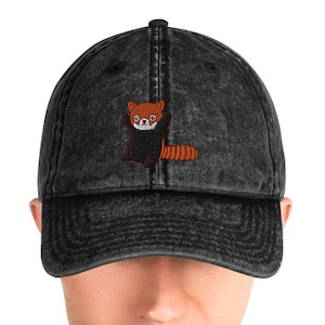 Red Panda - Embroidered Vintage Cotton Twill Cap - Kawaii Hat - Kawaii Cap - Red Panda Gift - Gift for Student - Gift for Her - Gift for Him
