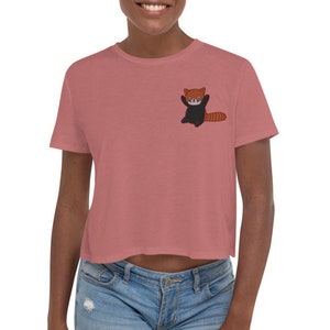 Red Panda - Embroidered Crop Tee - Kawaii Crop Top - Cute Red Panda Crop Top - Kawaii Cropped Tee - T-shirt Gift
