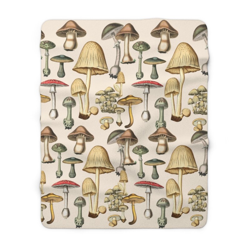 Mushrooms Sherpa Fleece Blanket Retro Mushrooms Mori Kei - Etsy