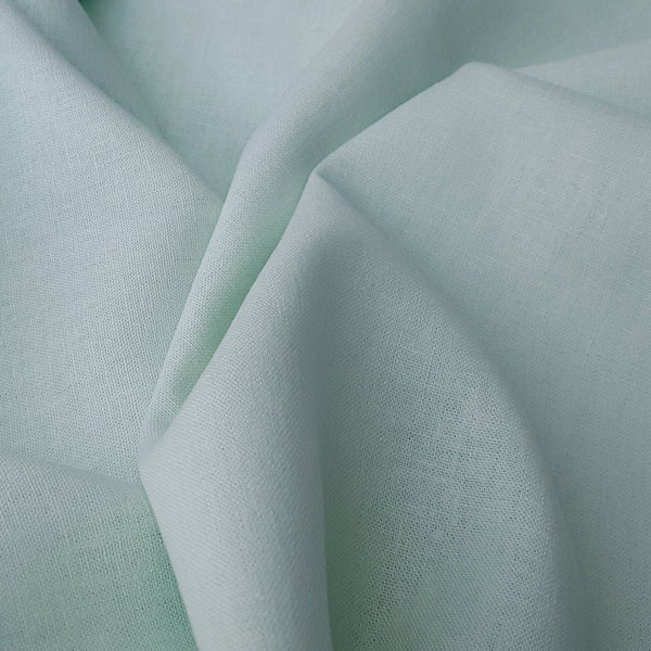 Linen Rayon Blend Fabric BTY Sea Foam Green Pastel 52" W | Natural Fiber Cloth Good for Children/Baby Clothing Draping Breathable Home Linen