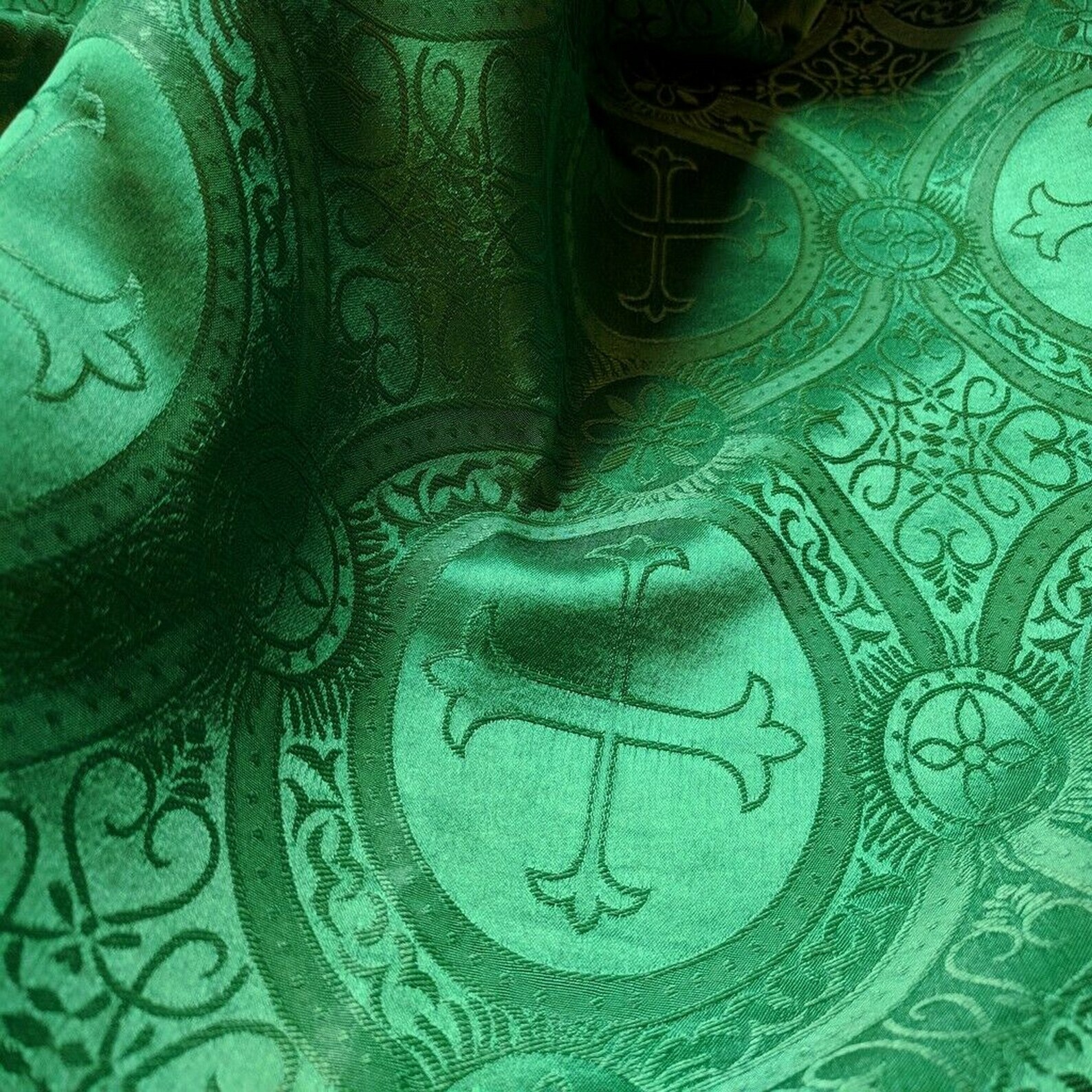 Liturgical Fabric REVERSIBLE Emerald Green Satin Jacquard Etsy