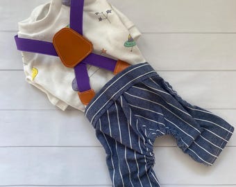 Space Rides Adjustable Suspender & Pants Three-Piece Set