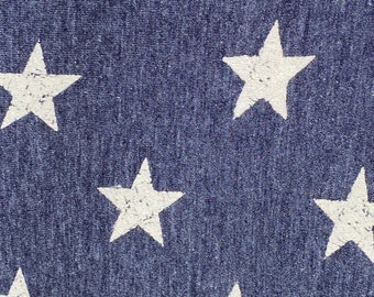 Jersey fabric stars dark blue white