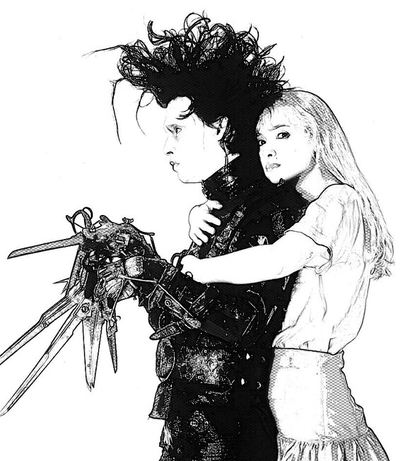 B And W Edward Scissorhands Stickers Etsy