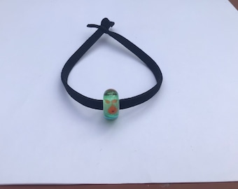 Pulsera de cuero negro, pulsera Trollbead, pulsera de encanto, pulsera Goldfish, pulsera de ansiedad