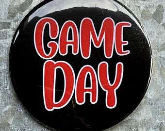 Black "Game Day" Pinback Button