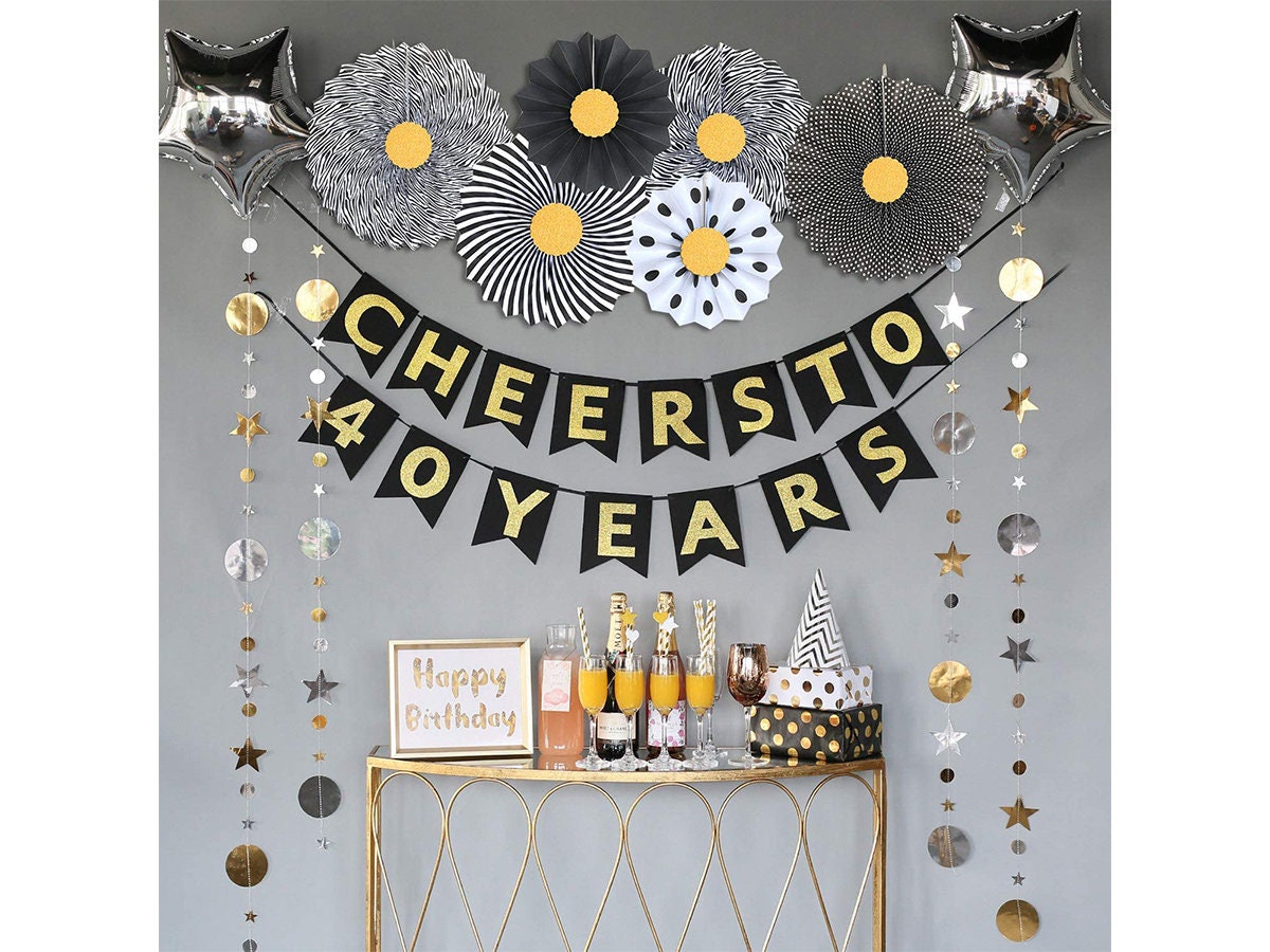 40th Birthday Decorations Party Supplies 40th Bday Etsy