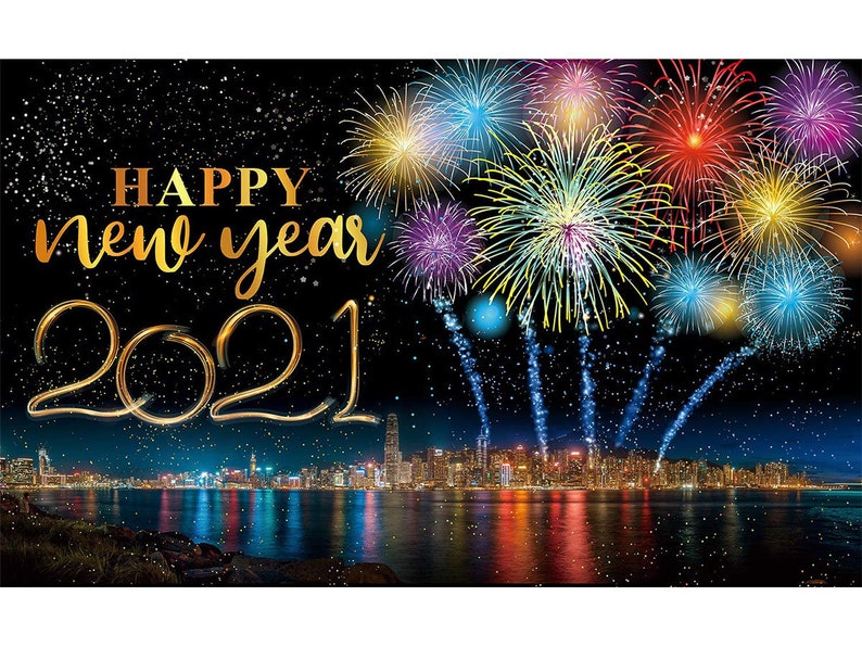 Happy 2021 New Years Eve Party DecorationsLarge Fabric image 0
