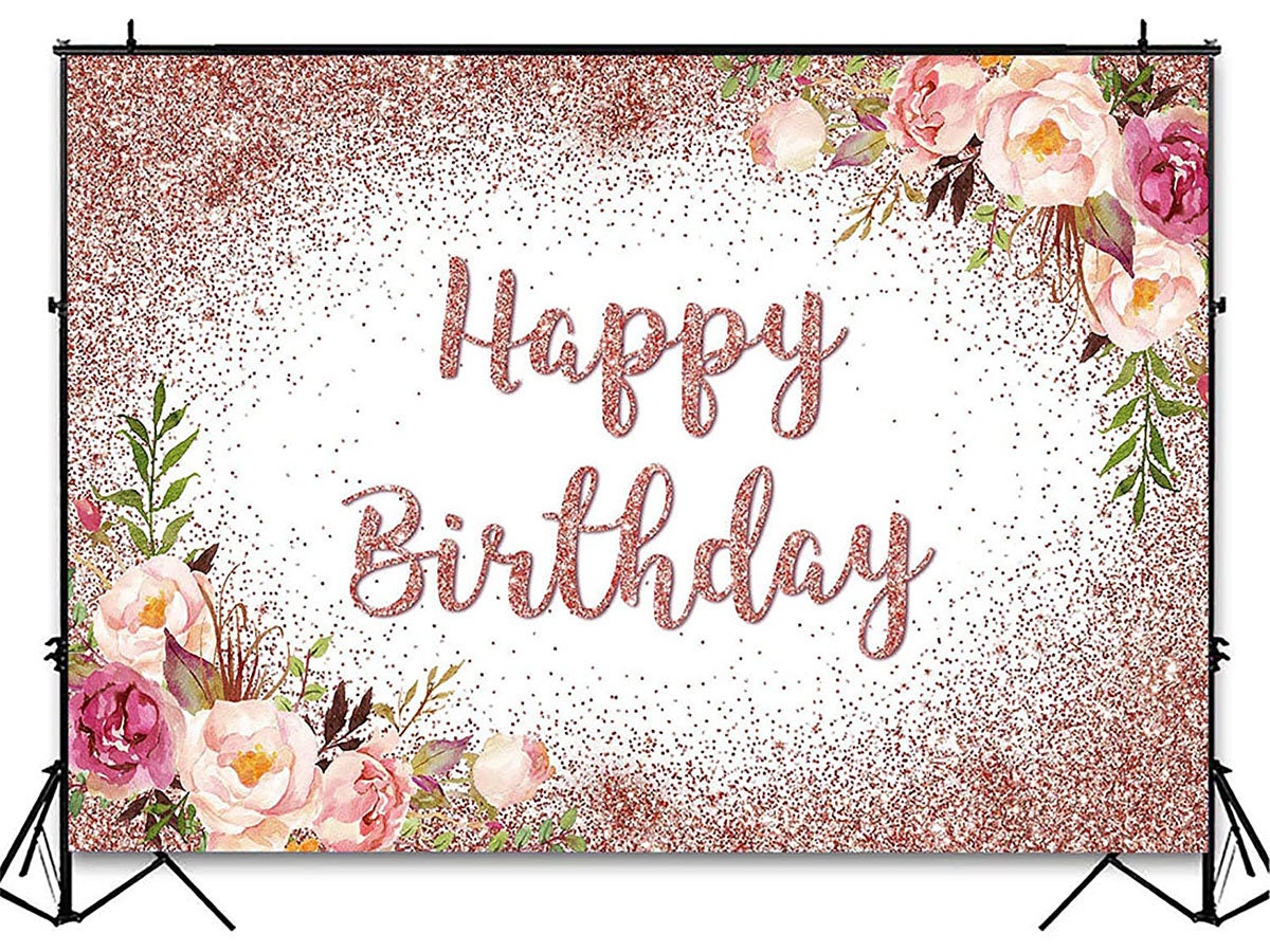 Avezano Rose Gold Birthday Backdrop for Girls Women Happy - Etsy