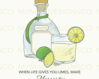 Margarita Tequila PNG Digital Download, Sublimation, Limes Graphic Art, Transparent Background