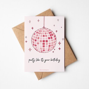 Conjunto de cartões de aniversário ilustrados à mão em aquarela, cartão A6 Disco Groovy, cartão de aniversário retrô, cartão de comemoração de festa, conjunto de 6