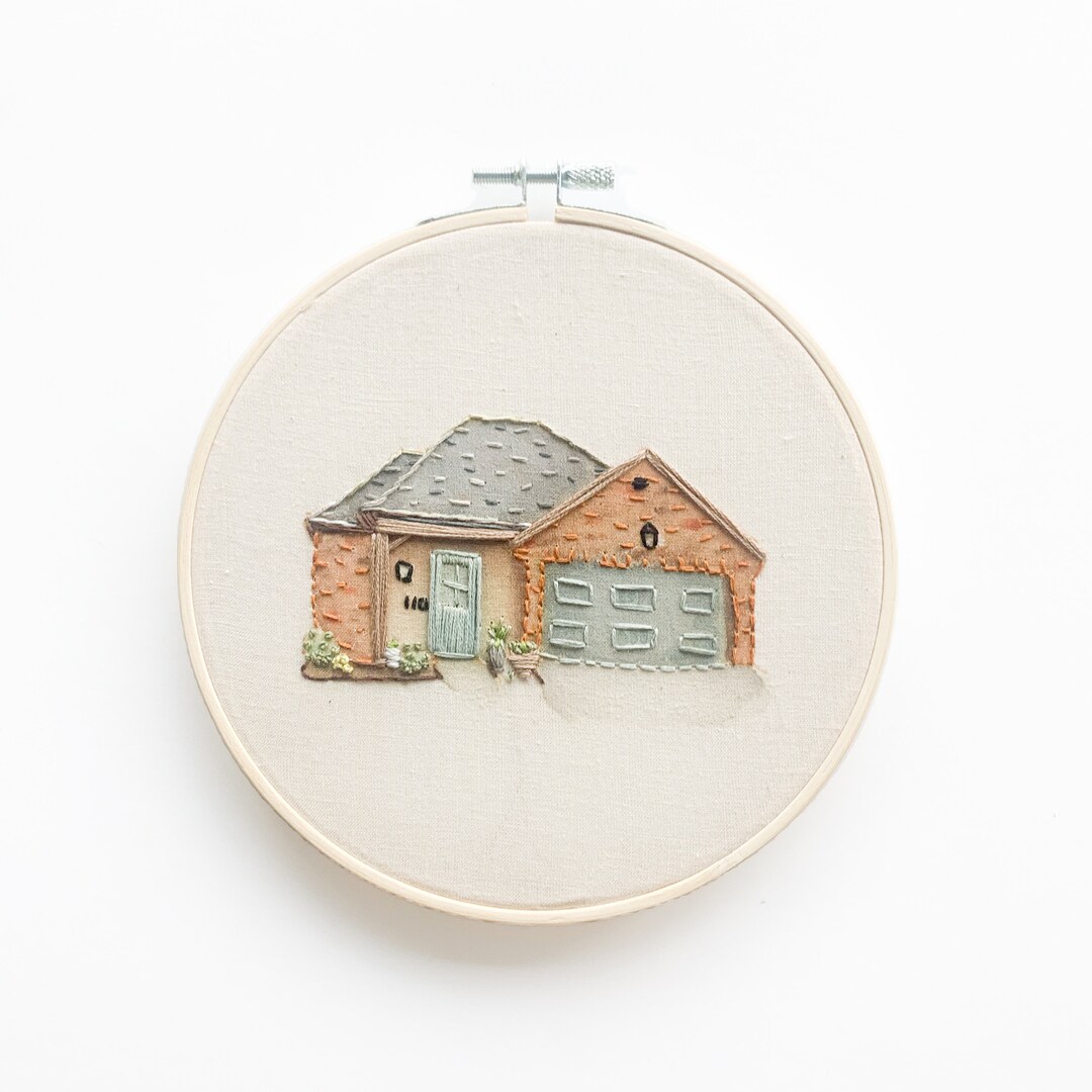 Personalized CUSTOM Hand Embroidered Hand Painted House Portrait ...