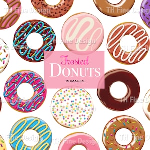 Donut Donuts Doughnut Clipart Clip Art Cute Digital Artwork PNG Instant Download Downloadable Printable Sweets Food Treats Planner Stickers