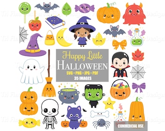 Halloween Clip Art Clipart Images Download Cute Fun Cat Pumpkins Witch Broom Candy Cauldron Ghost Vampire Frankenstein Skeleton Spider Web