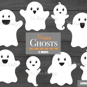 SVG Halloween Ghosts Ghost Clip Art Cute Cutting Files Files Cricut Silhouette Stickers Scrapbook Decor Instant Download Printable Artwork