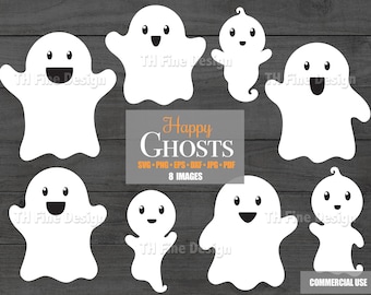 SVG Halloween Ghosts Clip Art Files Printable Images Instant Digital Downloadable Craft Project Artwork Vector Cricut Silhouette Cutting diy