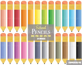 SVG Pencil Colorful Pencils School Room Decor Clipart Name Labels Bulletin Board Cricut Silhouette Print Cut Downloadable Clip Art File PNG