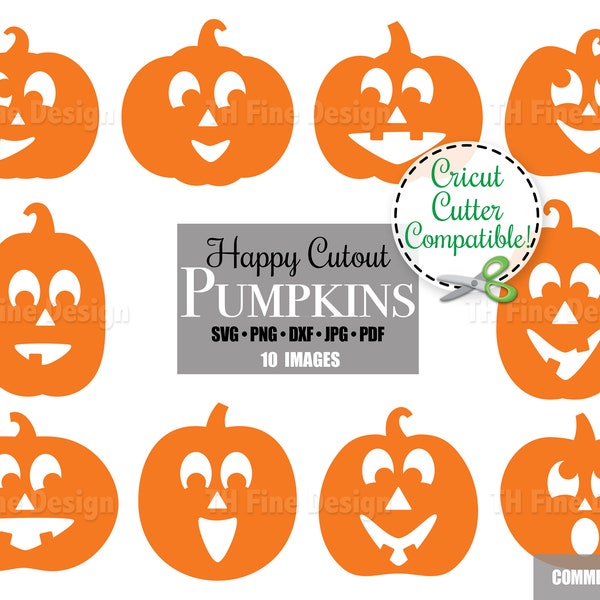 SVG Pumpkins Jack-o-lanterns Halloween Clip Art Pumpkin Shapes Download Silhouette Happy Cute Fun Simple Easy Cricut Cutter Print Artwork