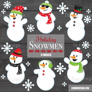 SVG Holiday Snowmen Christmas Fun Cute Winter Clip Art Files Printable Images Instant Digital Downloadable Craft Project Vector Artwork