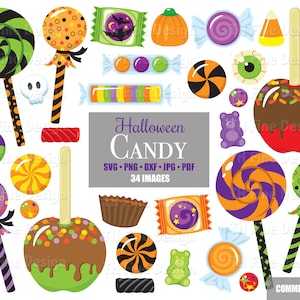 Halloween snoep traktaties Clip Art Clipart traktatie snoep snoepjes pompoen Candy Corn lollies Trick or Treat Instant Download afdrukbare kunstwerken