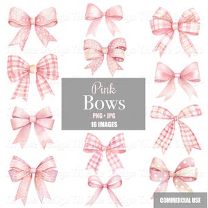 PNG Pink Bows Clipart: Baby Girl Shower Transfer Sublimation Files Printable Images Instant Digital Downloadable Artwork Craft Project diy