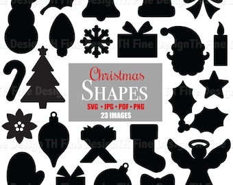 SVG Weihnachten Urlaub Formen Clip Art Silhouette Laser Dateien druckbare Bilder sofort digital herunterladbare Handwerk Projekt Kunstwerk einfach diy