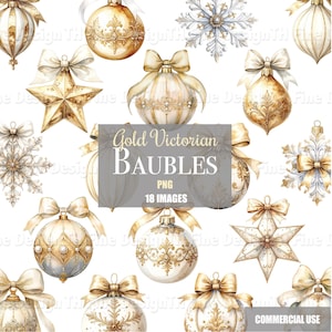Gold Victorian Ornaments Clip Art Christmas Holiday Files Printable Image Digital Download Project Paper Craft Junk Journal Sublimation PNG