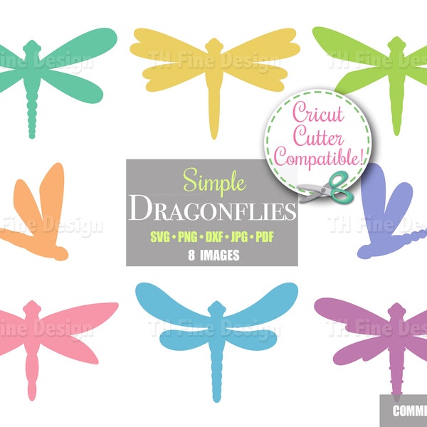 SVG Dragonfly Clip Art Dragonflies Clipart Download Cricut Cutter Cut Files Simple Silhouette Spring Insects Bugs Downloadable Artwork DIY