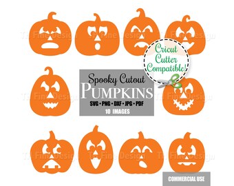 SVG Pumpkins Jack-o-lanterns Halloween Clip Art Download Silhouette Spooky Scary Fun Simple Easy Pumpkin Cricut Cutter Instant Print Artwork