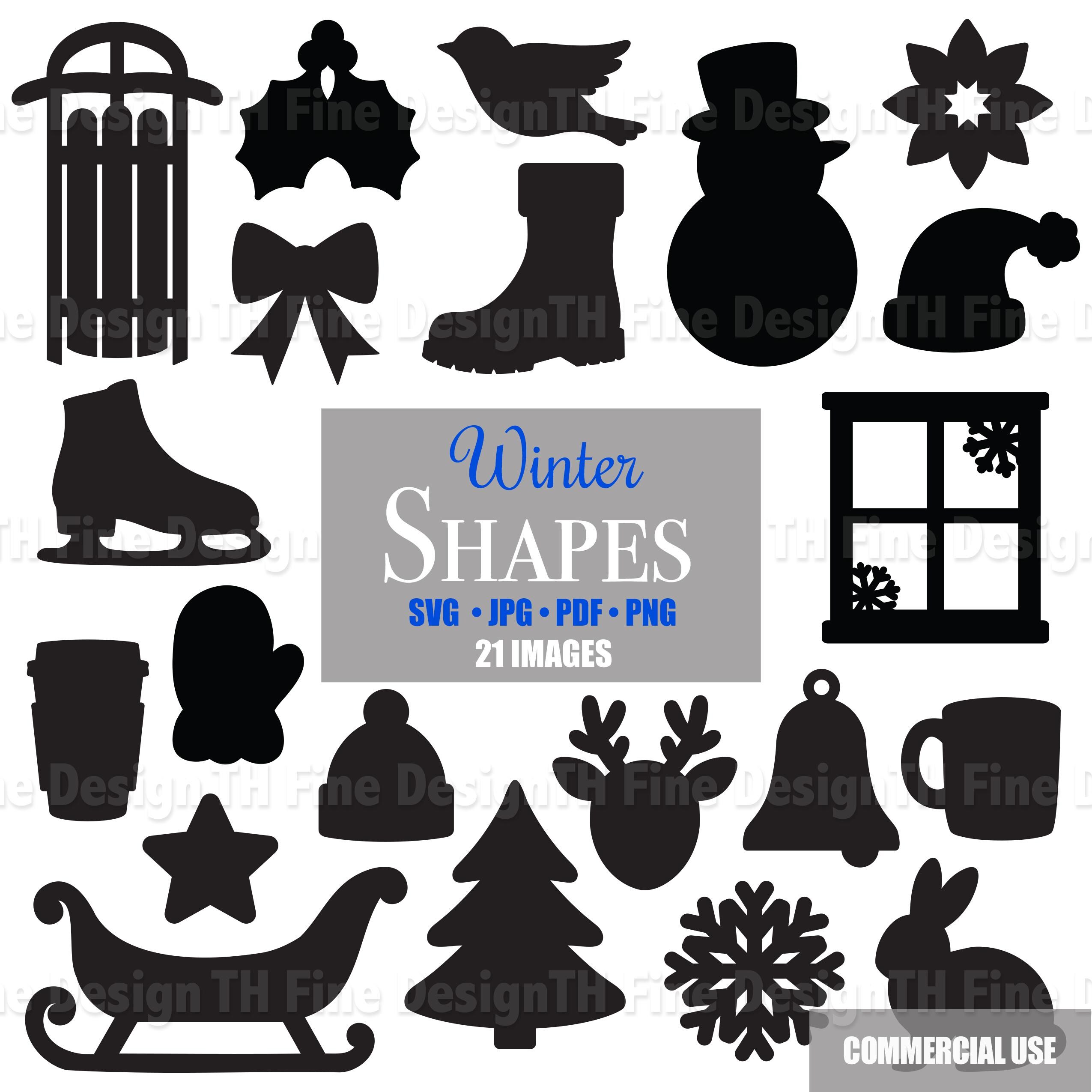 SVG Winter Outdoor Shapes Clip Art Silhouette Laser Files Printable ...